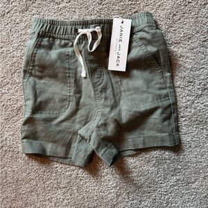 Janie and Jack Olive Green Shorts 12-18 months boys or girls linen cotton blend